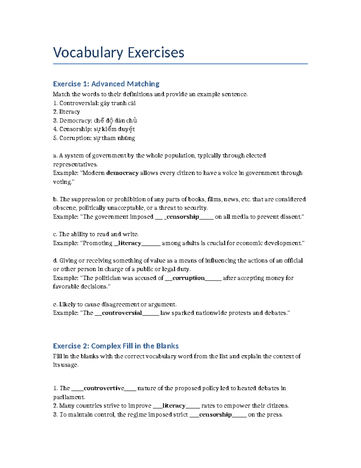 Unit 9 Vocabulary Exercises: Engaging Language Learning for Novices ...