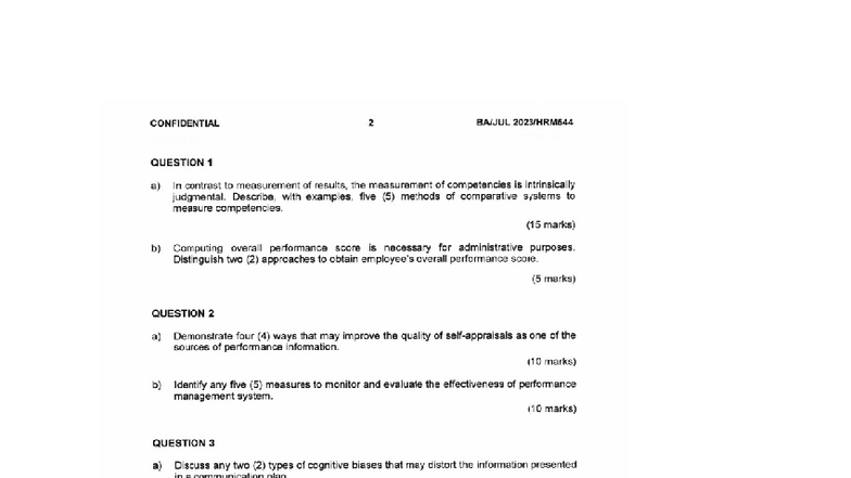 HRM 544 JULY 2023 - Performance Measurement & Management Notes - Studocu