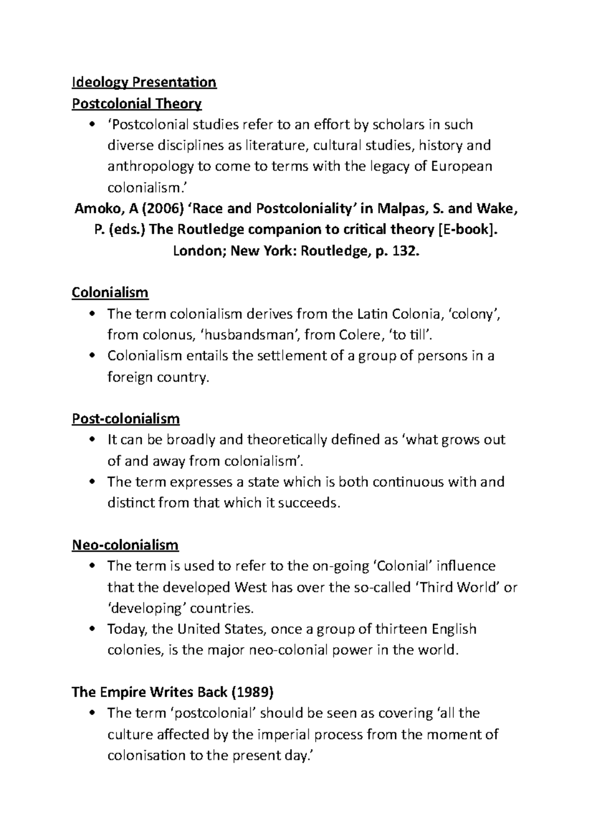 Post-Colonialism Theory - Ideology Presentaion Postcolonial Theory ...