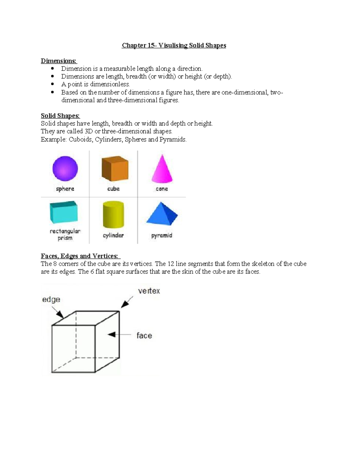 3d Shapes Dimensions