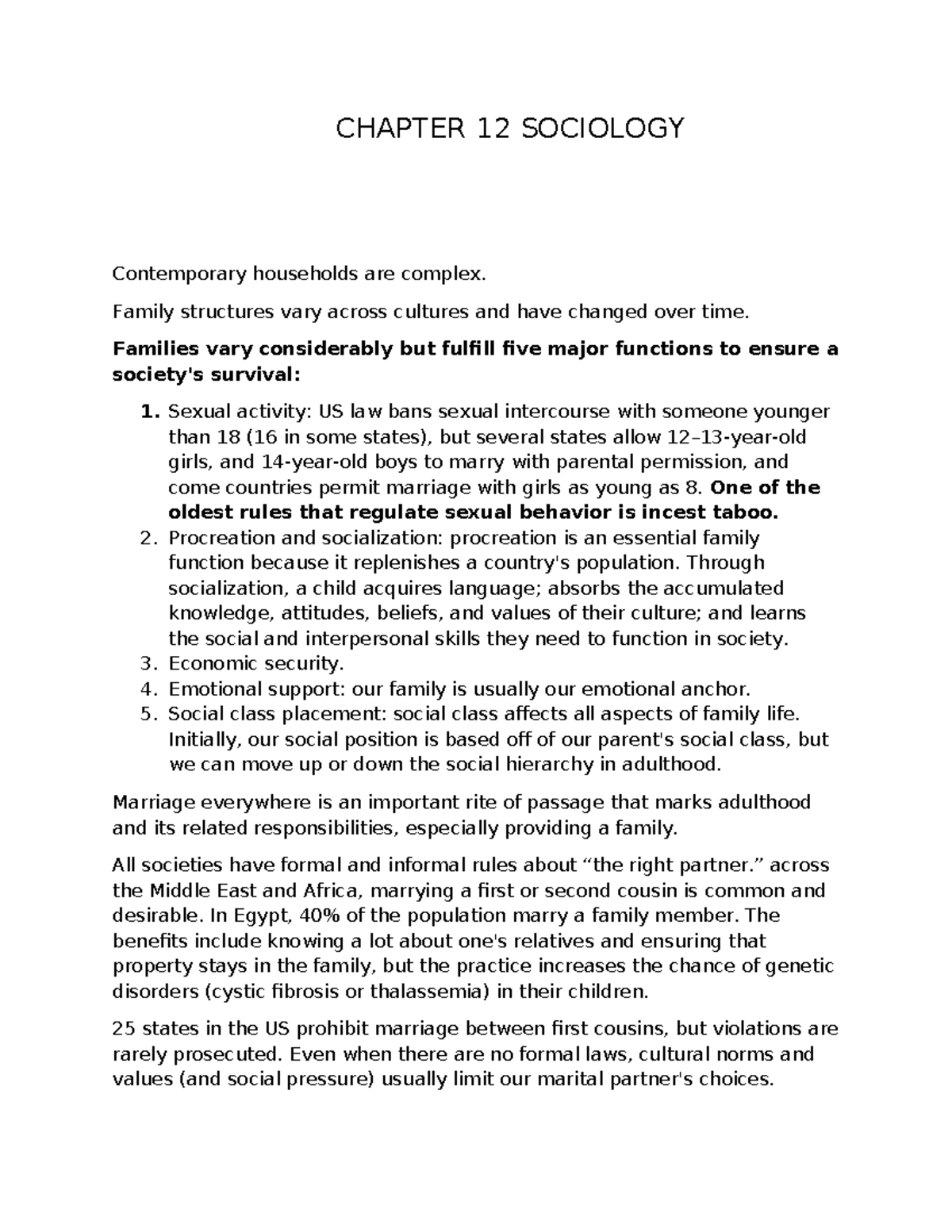 CHPT 12 Sociology - Lecture notes - CHAPTER 12 SOCIOLOGY Contemporary ...