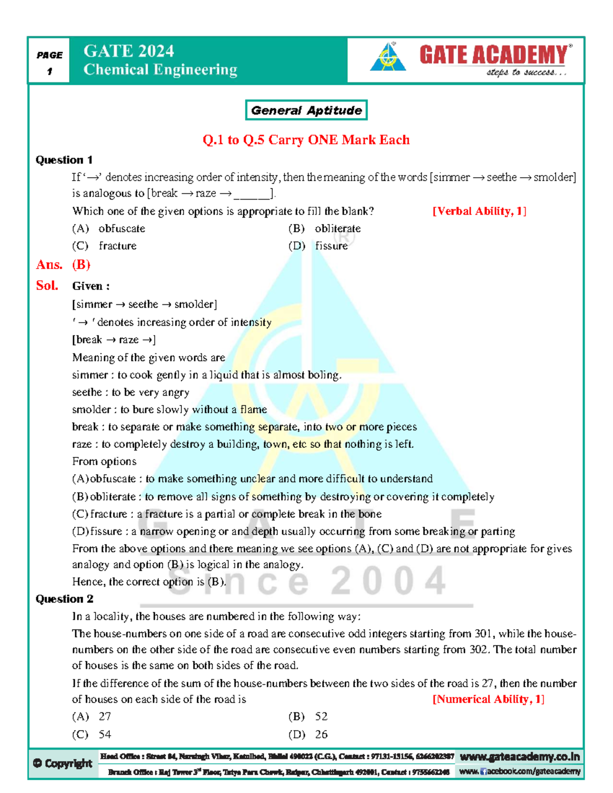 6711114 - General Aptitude Questions and Solutions (Q.1 to Q.35) - Studocu