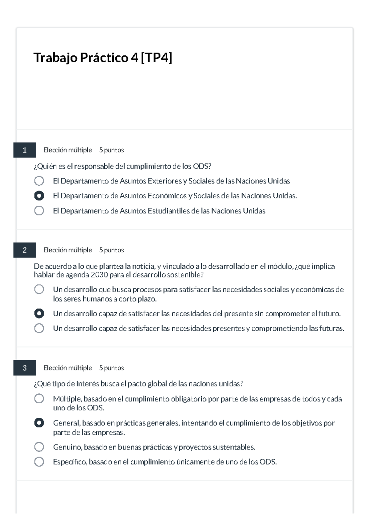 Trabajo Práctico 4 [TP4]: Evaluación de los ODS y su Impacto - Studocu