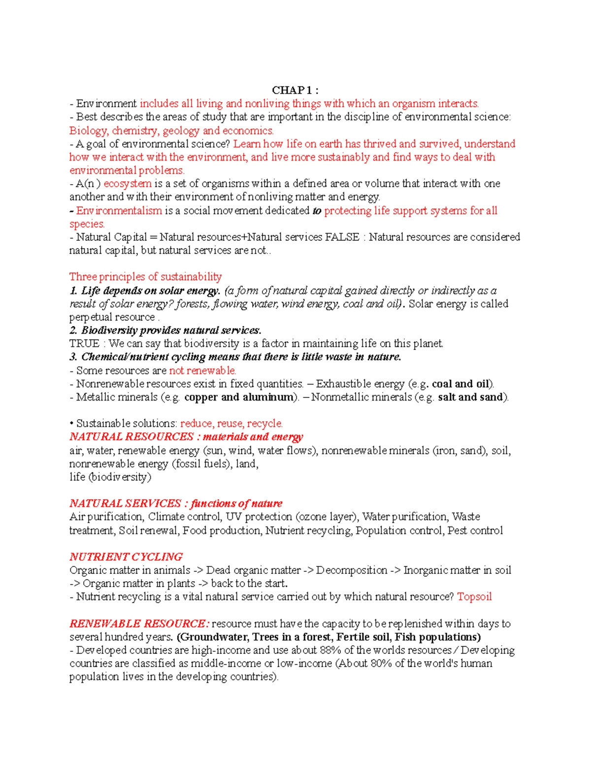 ES - Chapter 1 - Principles of Sustainability and Environmental Science ...