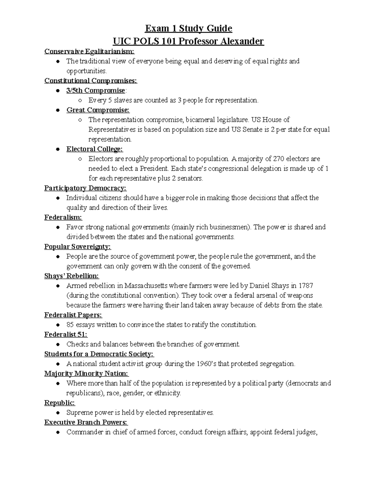 UIC POLS 101 Final Exam Study Guide: Key Concepts & Theories - Studocu