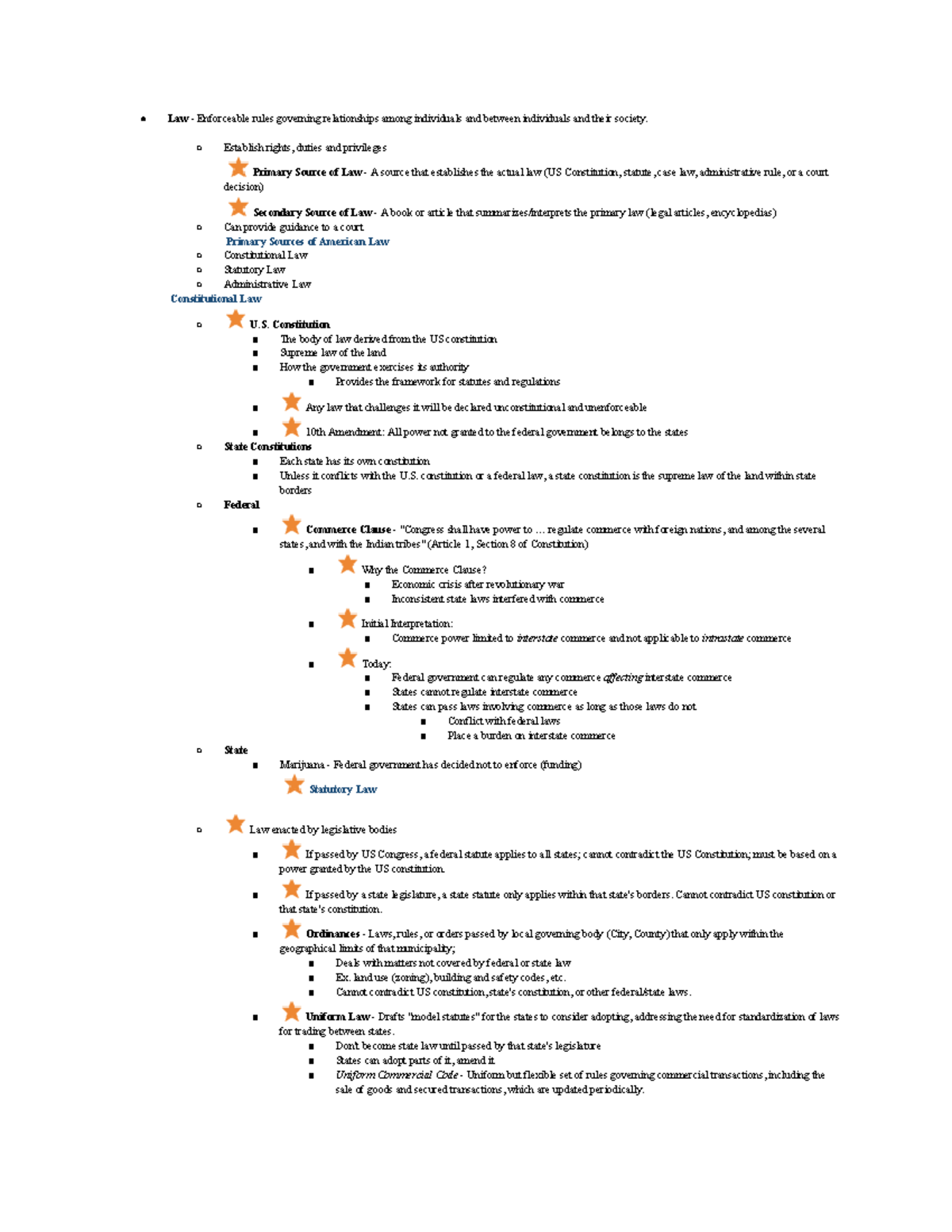 Law 101: Comprehensive Notes on Sources of American Law and ...