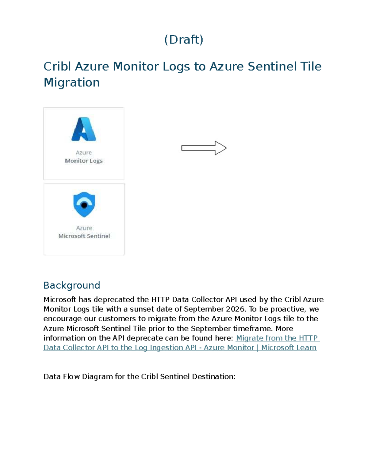 Cribl Azure Monitor Logs to Azure Sentinel Tile Migration Guide - Studocu