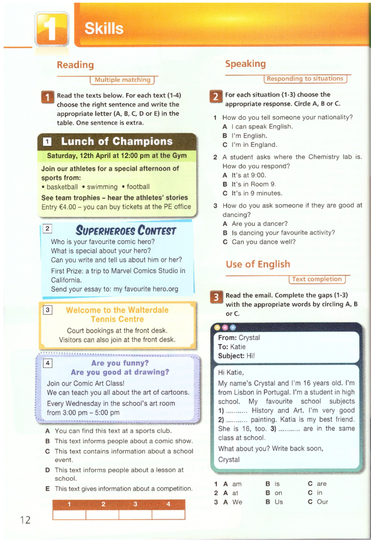 Skill set practice 1 - hihi - Skills Reading Speaking Multiple matching ...