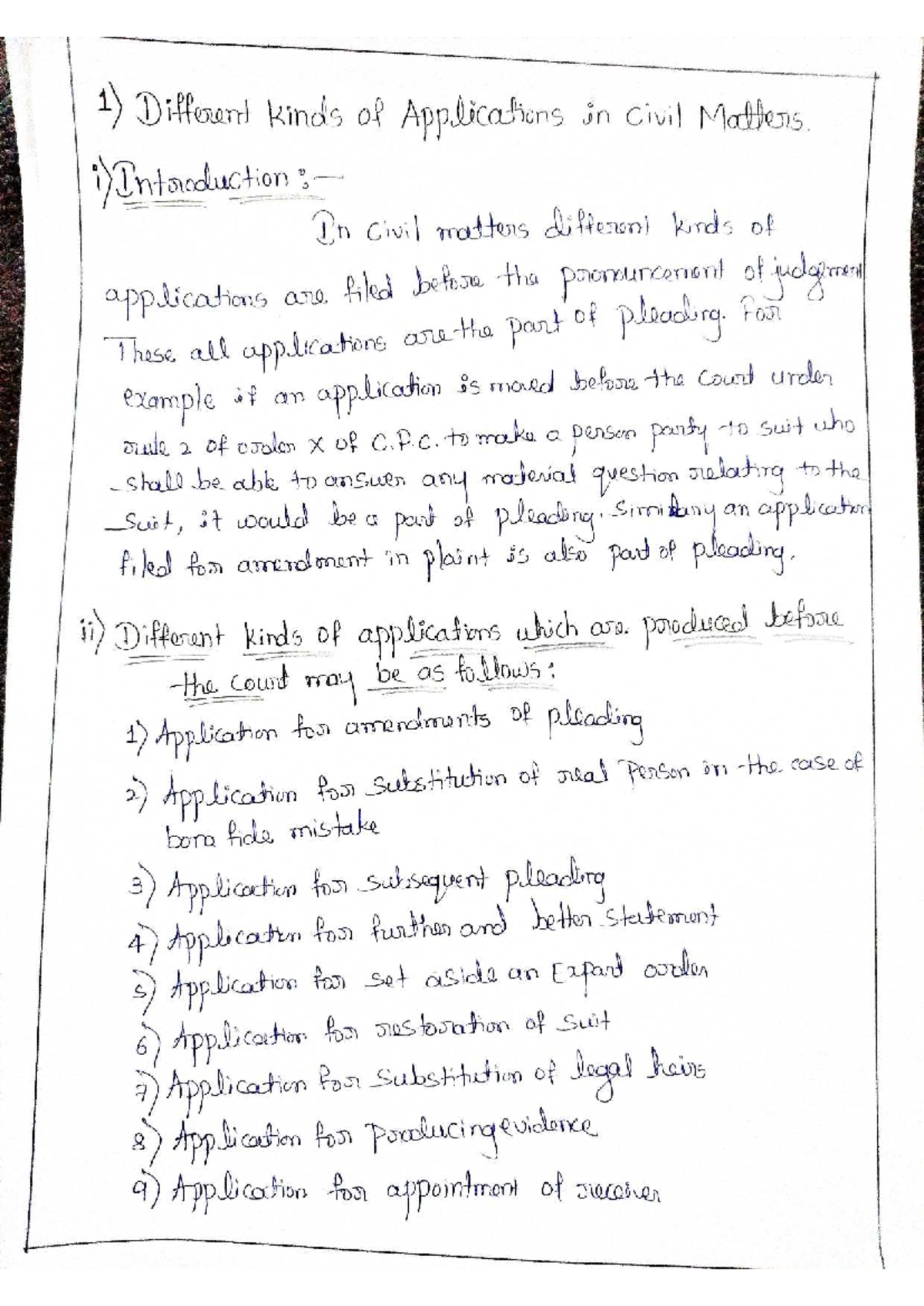 Different Types of Applications in Civil Matters - Law Notes (CIV 101 ...