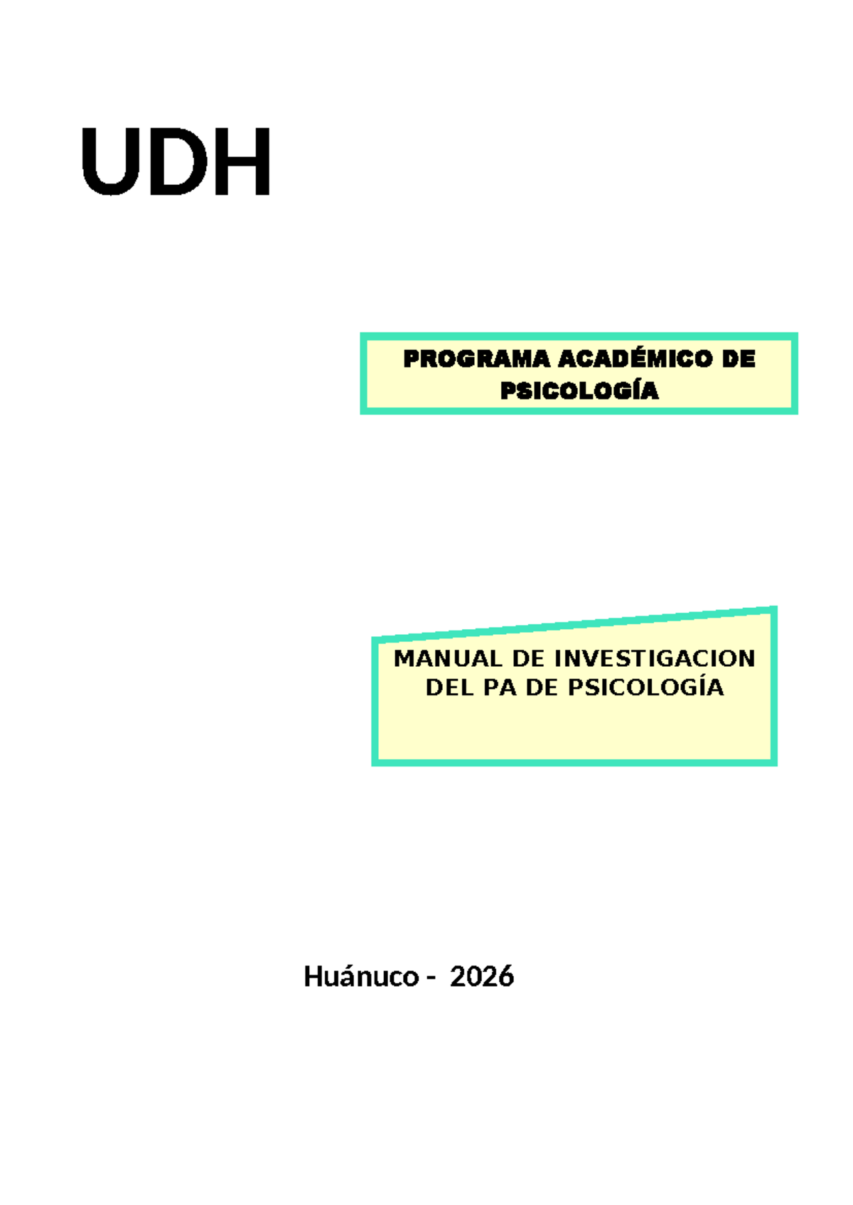 Manual de Investigación 2026 para Psicología UDH - Document Preview