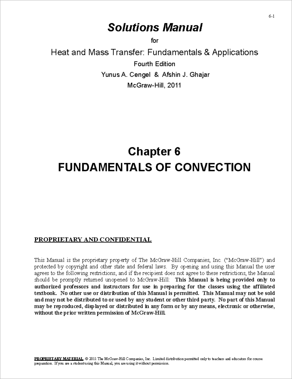 Heat and Mass Transfer: Chapter 6 - Fundamentals of Convection - Studocu