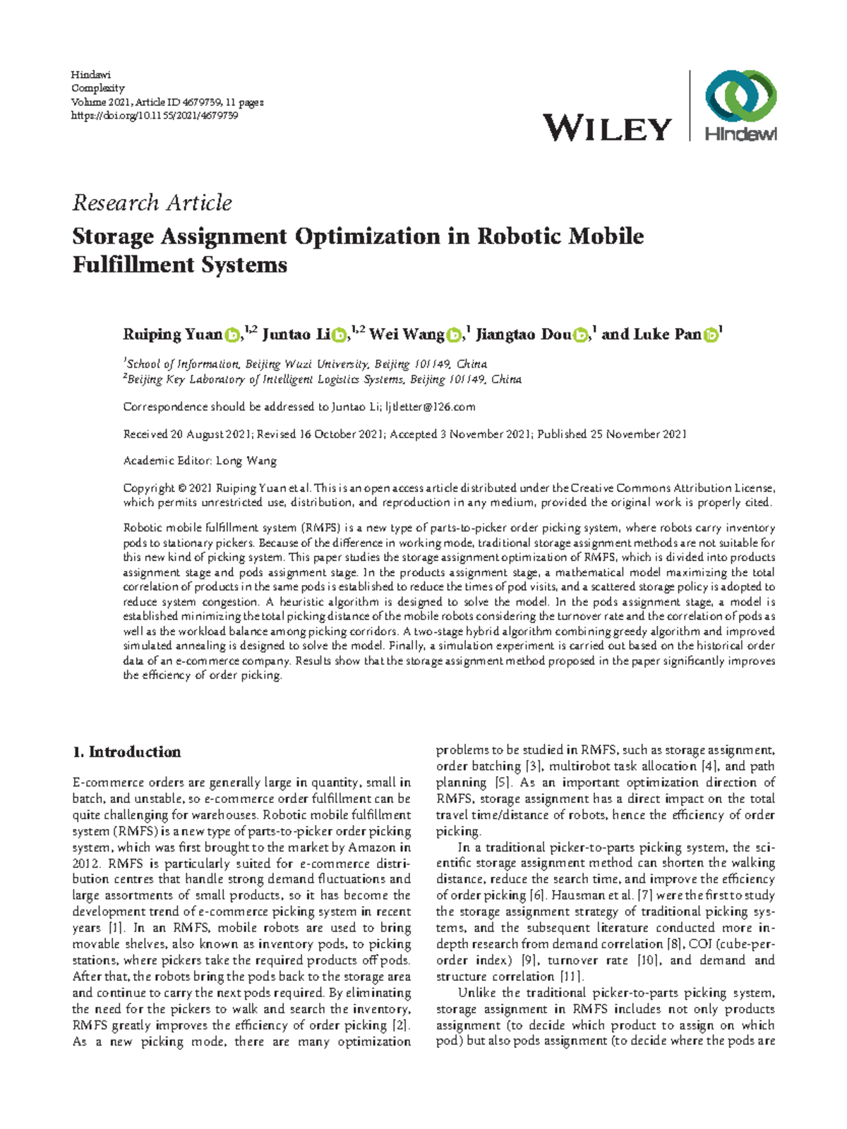 4679739 - ggtfvf - Research Article Storage Assignment Optimization in ...