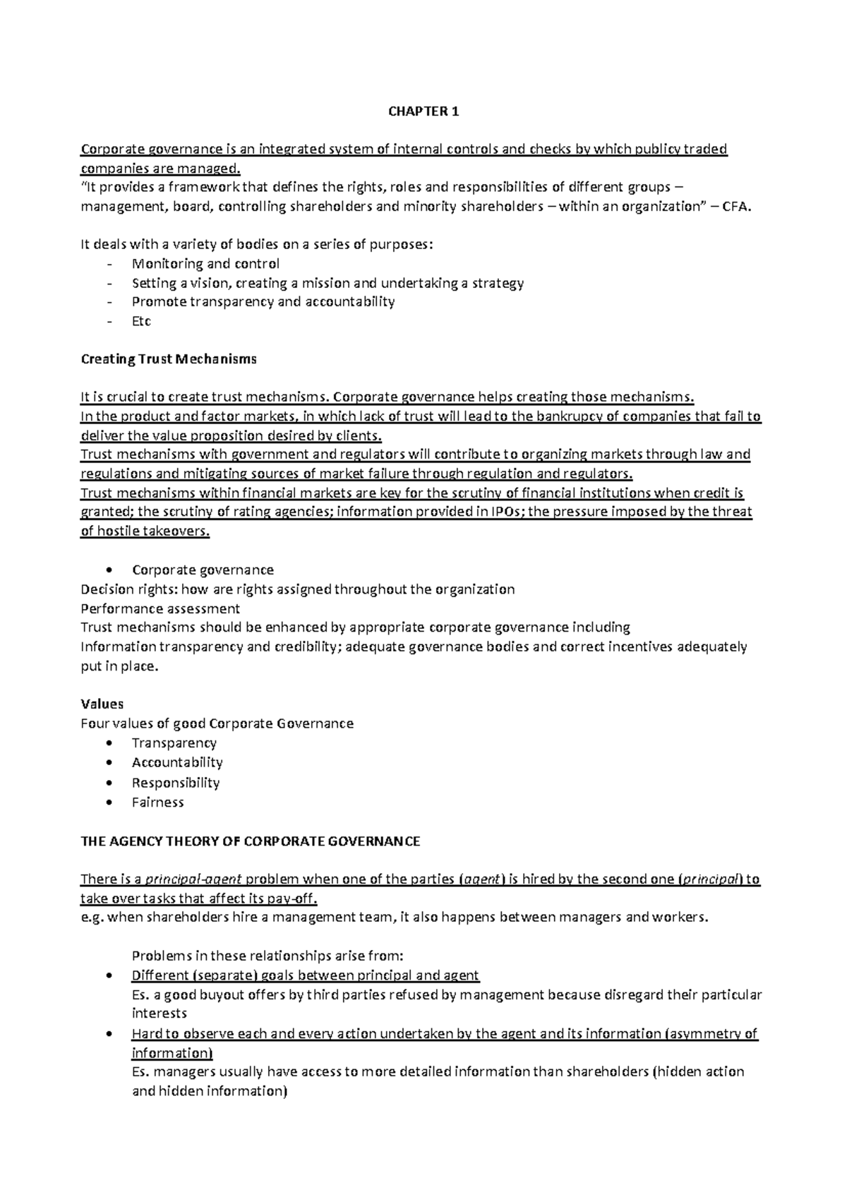 Corporate Governance (CG) - Comprehensive Class Notes & Insights - Studocu