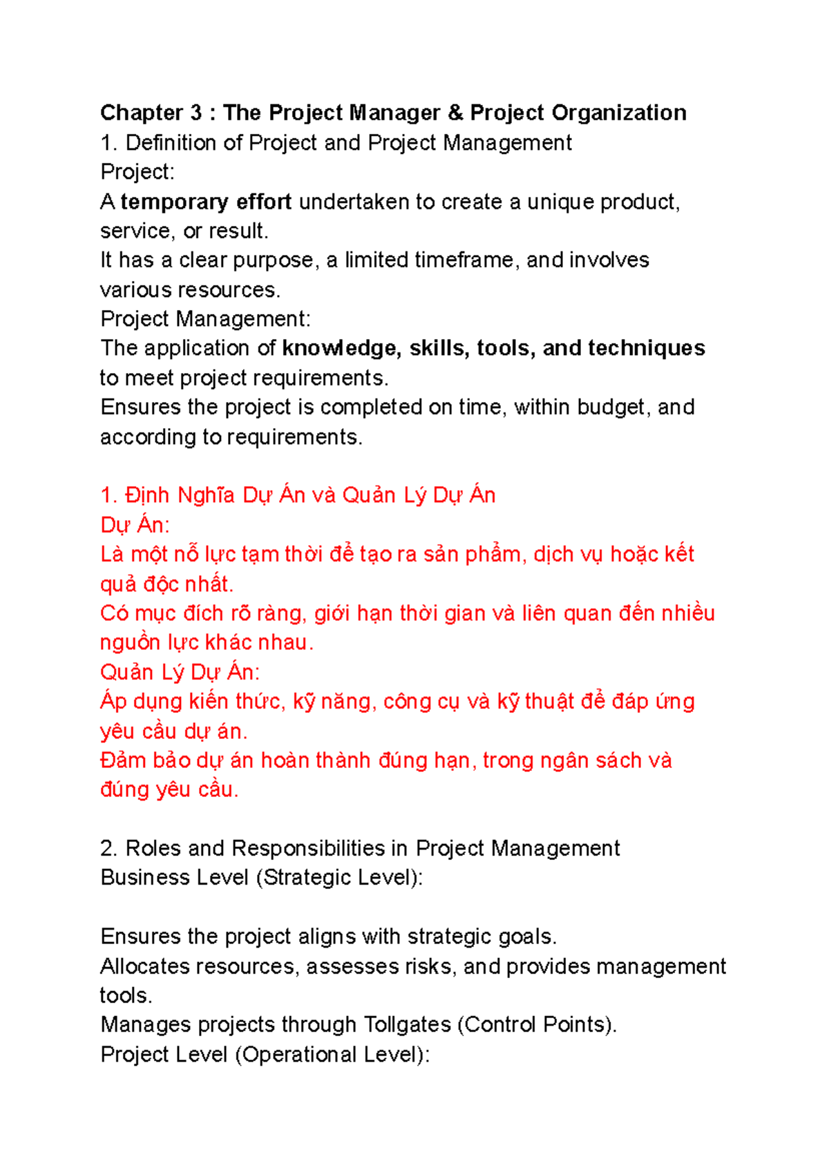 Project Management - Chapter 3: Role & Organization of Project Managers ...