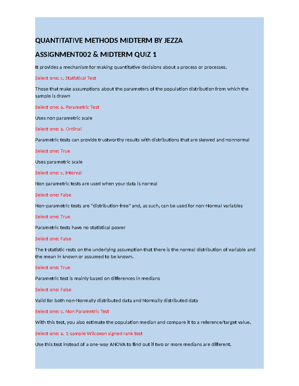 Quantitative Methods Midterm & Finals Study Guide - Jezza Amacalamba ...