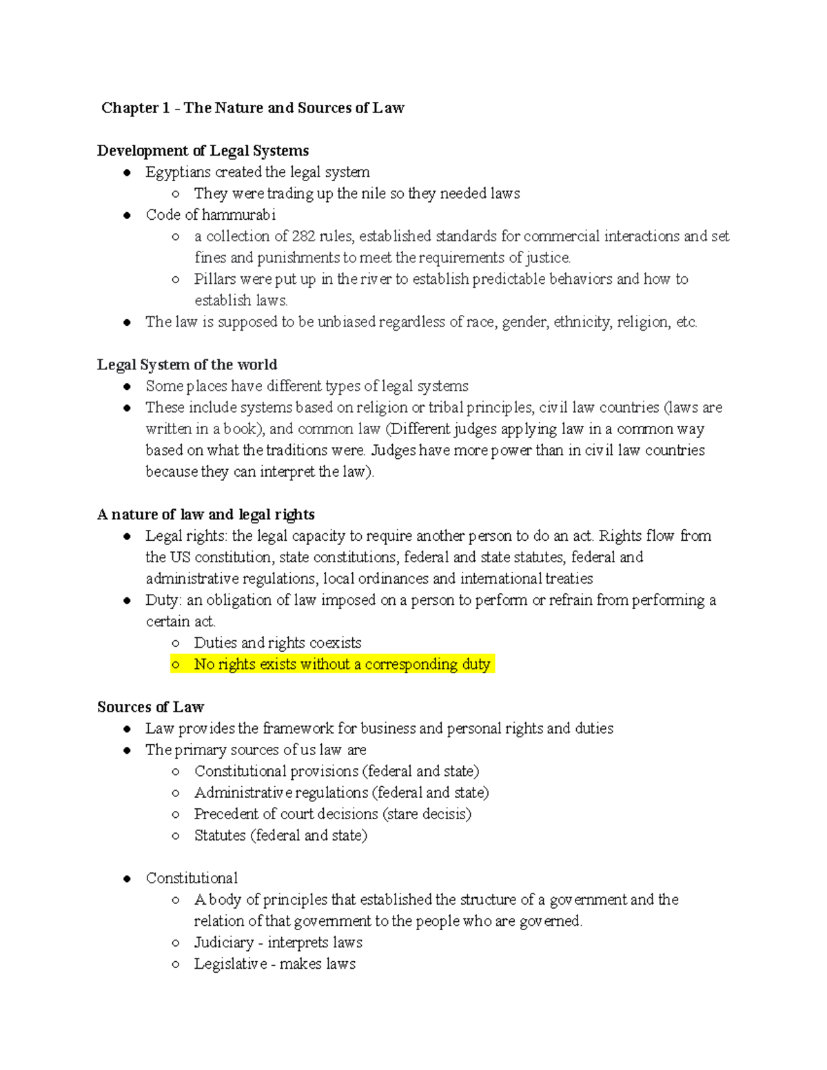 LEGL 101: Exam 1 Notes on Legal Systems and Sources of Law - Studocu