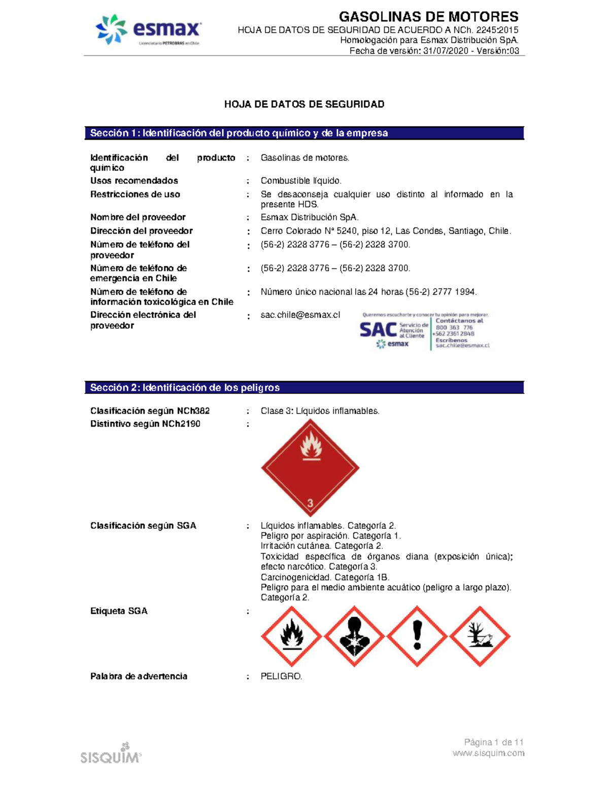 Calcomanía De Seguridad Para Gasolina - Señal Peligro OSHA/ANSI, Tamaño 3.5 X 5.5 Pulgadas