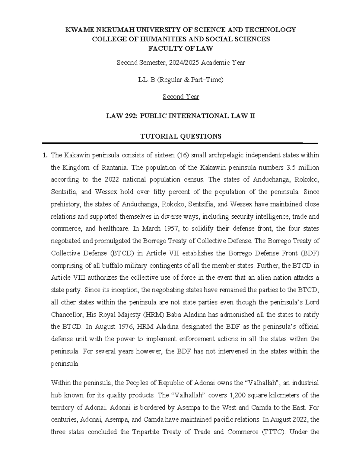 PIL II Tutorial Questions (2025): Legal Opinions on International Law ...