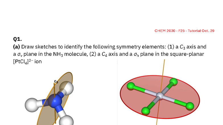 CHEM 2030 F25 Tutorial: Symmetry Elements & Point Groups Analysis - Studocu