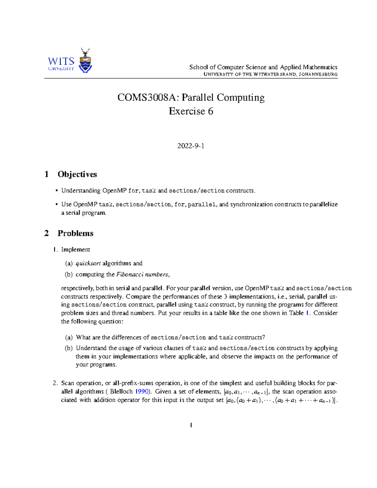 Exercise 6 - School of Computer Science and Applied Mathematics ...