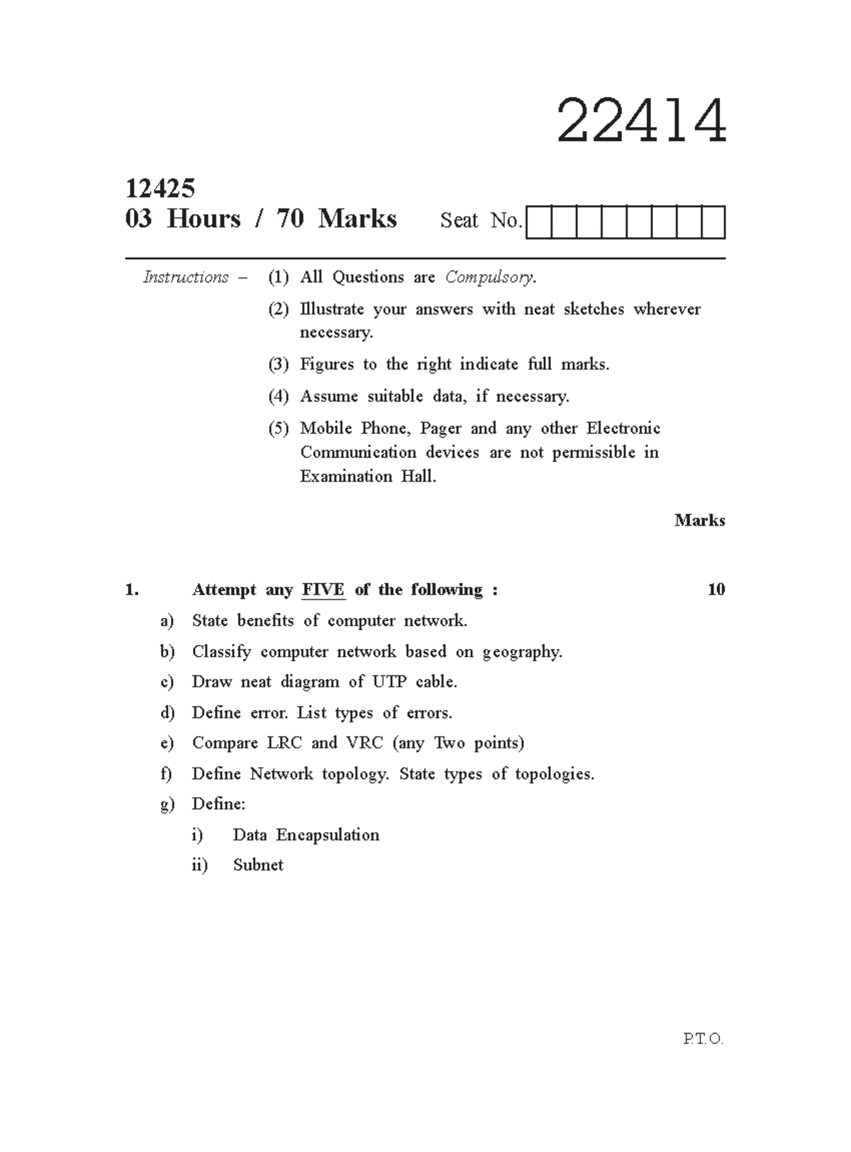 DCN 22414 Winter 2024 - Past Year Question Paper (70 Marks) - Studocu