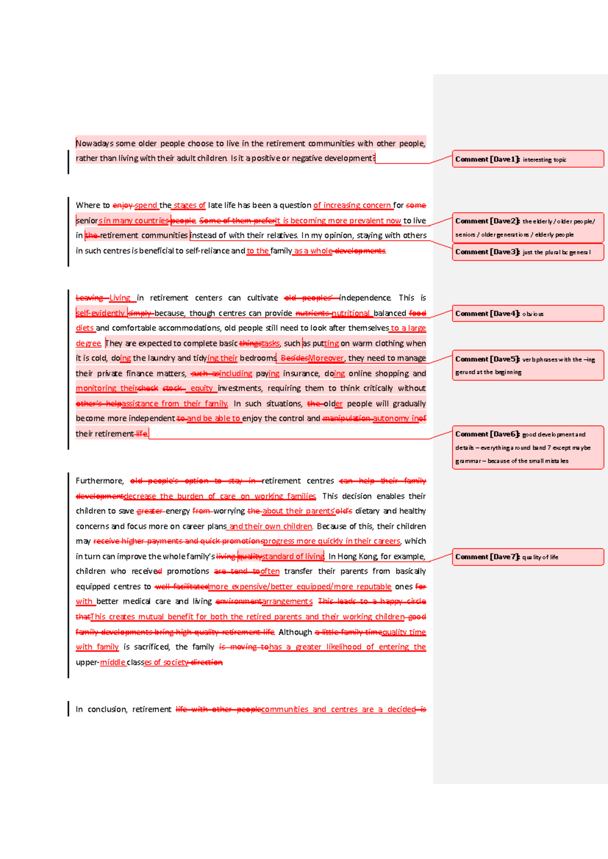 Band-6 IELTS Essay: The Pros and Cons of Retirement Communities - Studocu