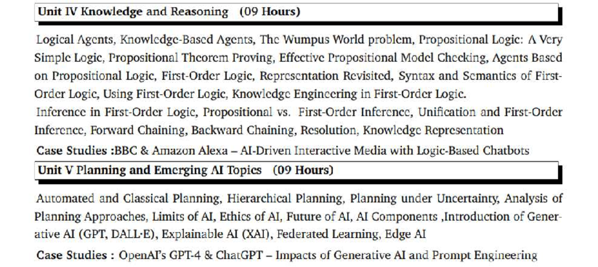 Unit IV-V: Knowledge, Reasoning & Planning in AI (09 Hours) - Studocu