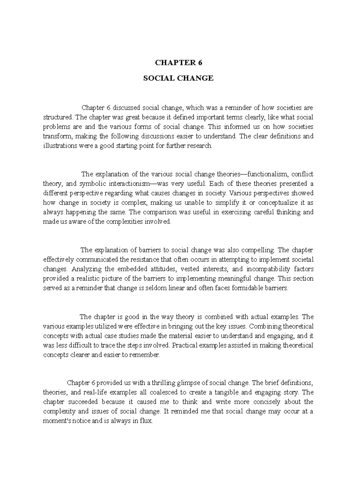 CHAPTER 6: UNDERSTANDING SOCIAL CHANGE AND ITS COMPLEXITIES - Studocu