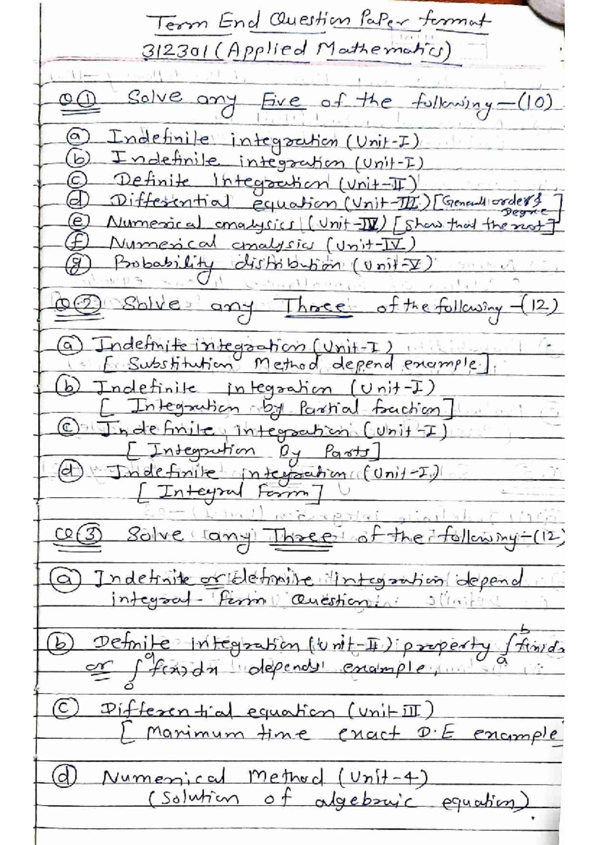 Term End Exam Paper Format (312301) - Studocu