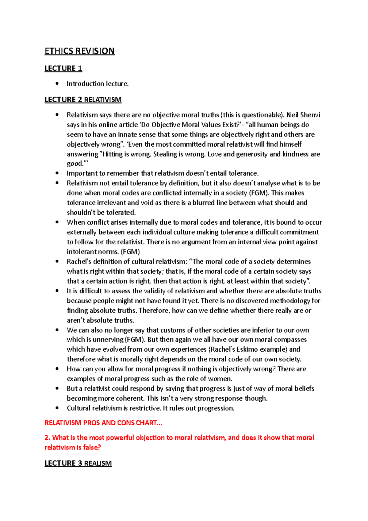 Ethics 101: Comprehensive Lecture Notes and Revision Guide - Studocu