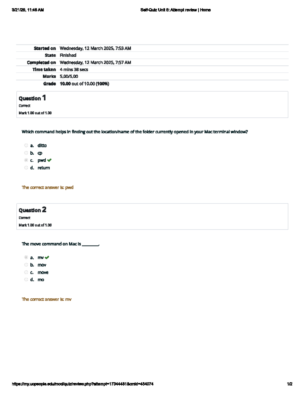 CS 3307 Self Quiz: Unit 6b Attempt Review and Answers - Studocu