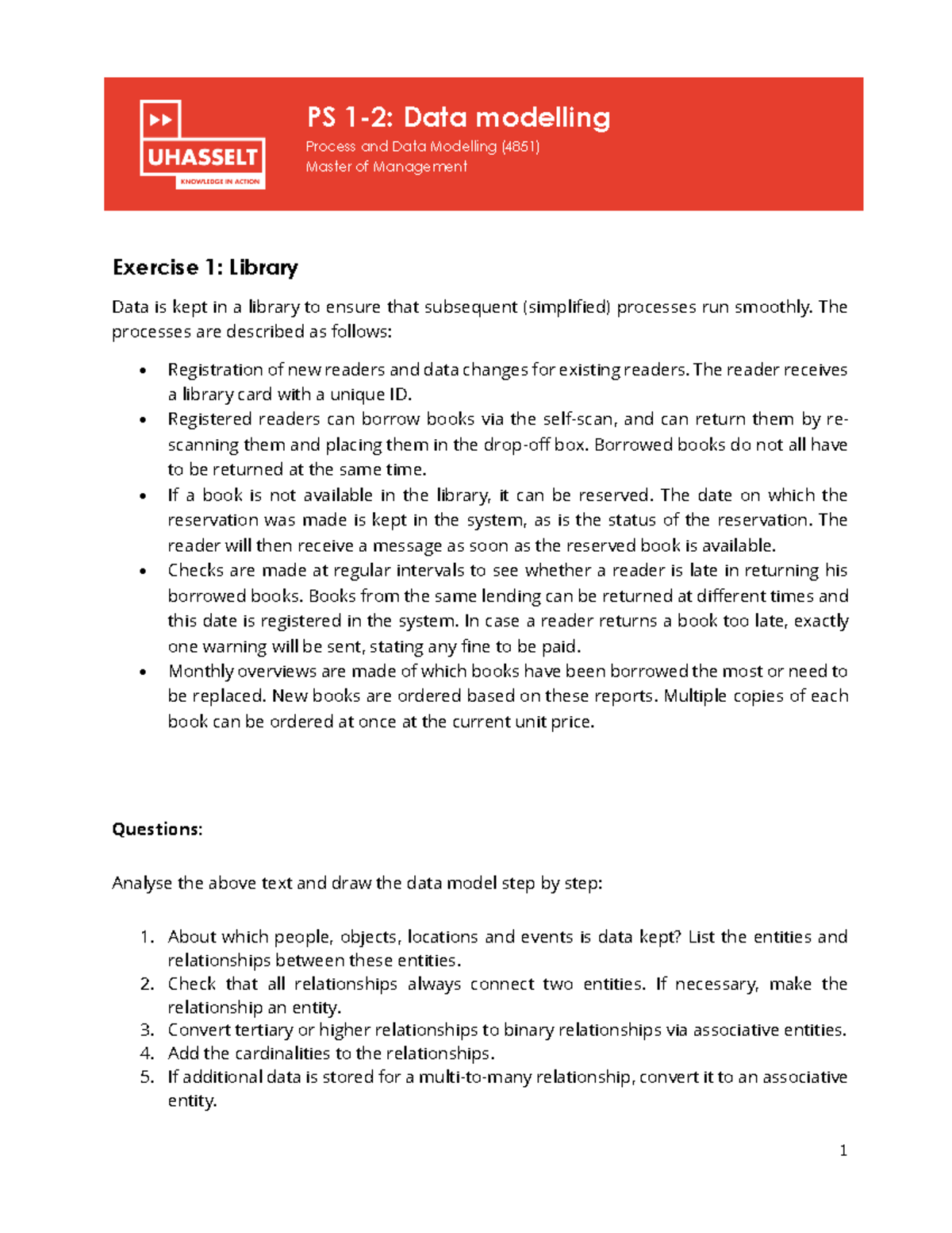 Data Modelling Exercises: Library, Ski Adventure, & Garage (4851) - Studocu