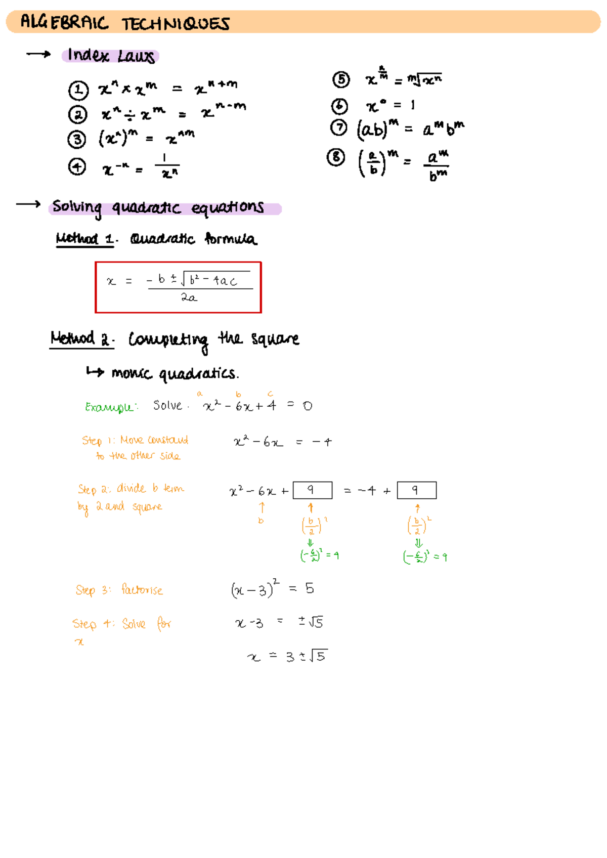 Y11 Functions & Algebra Notes: Key Concepts and Techniques - Studocu