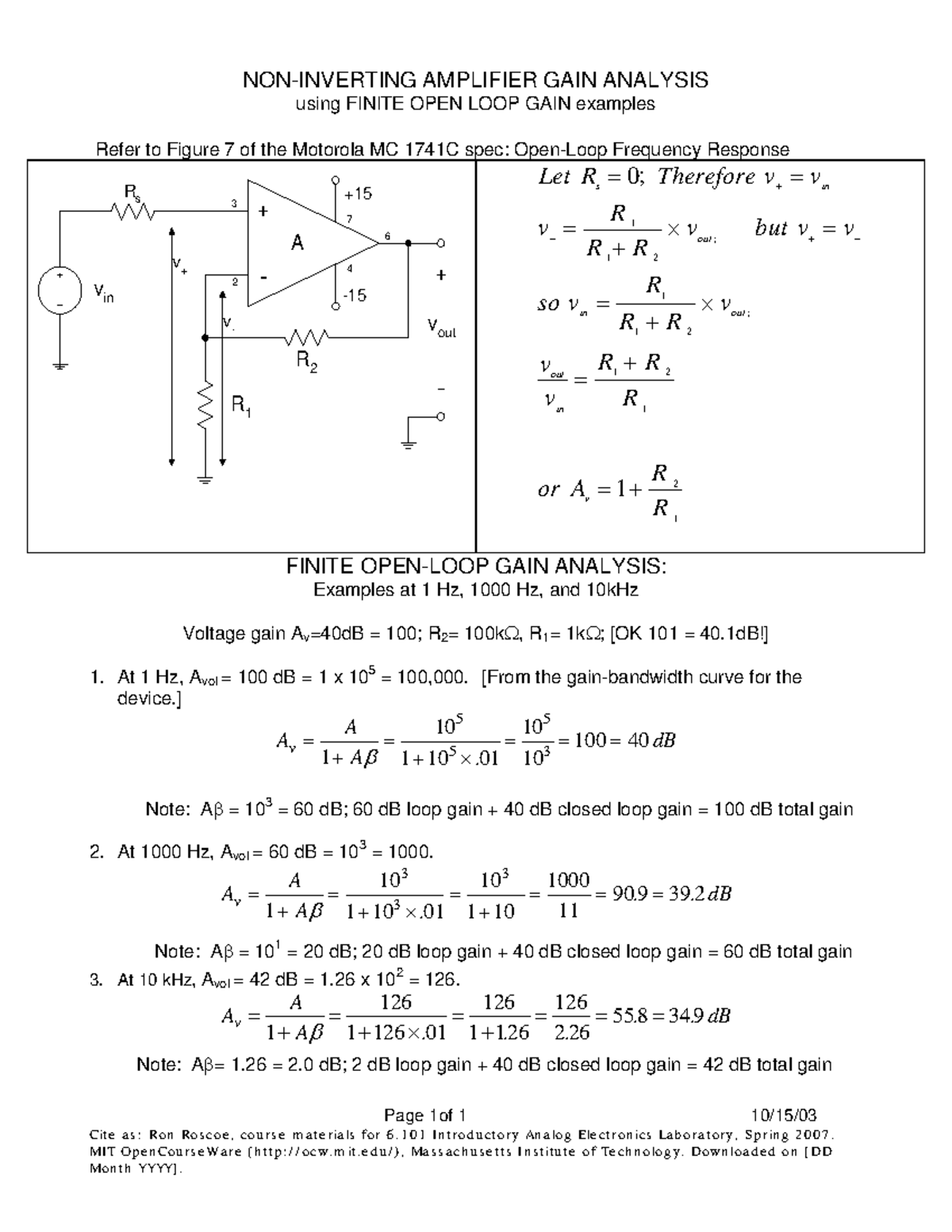 6.101 Final Exam: Amplifier Gain Analysis and Examples - Studocu