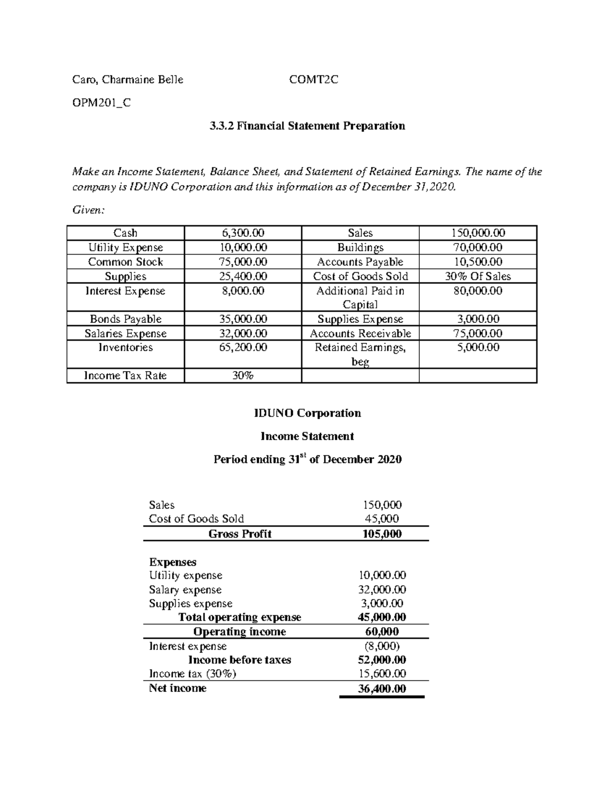 3.3.2 Financial Statement Preparation – Income Statement & Balance ...