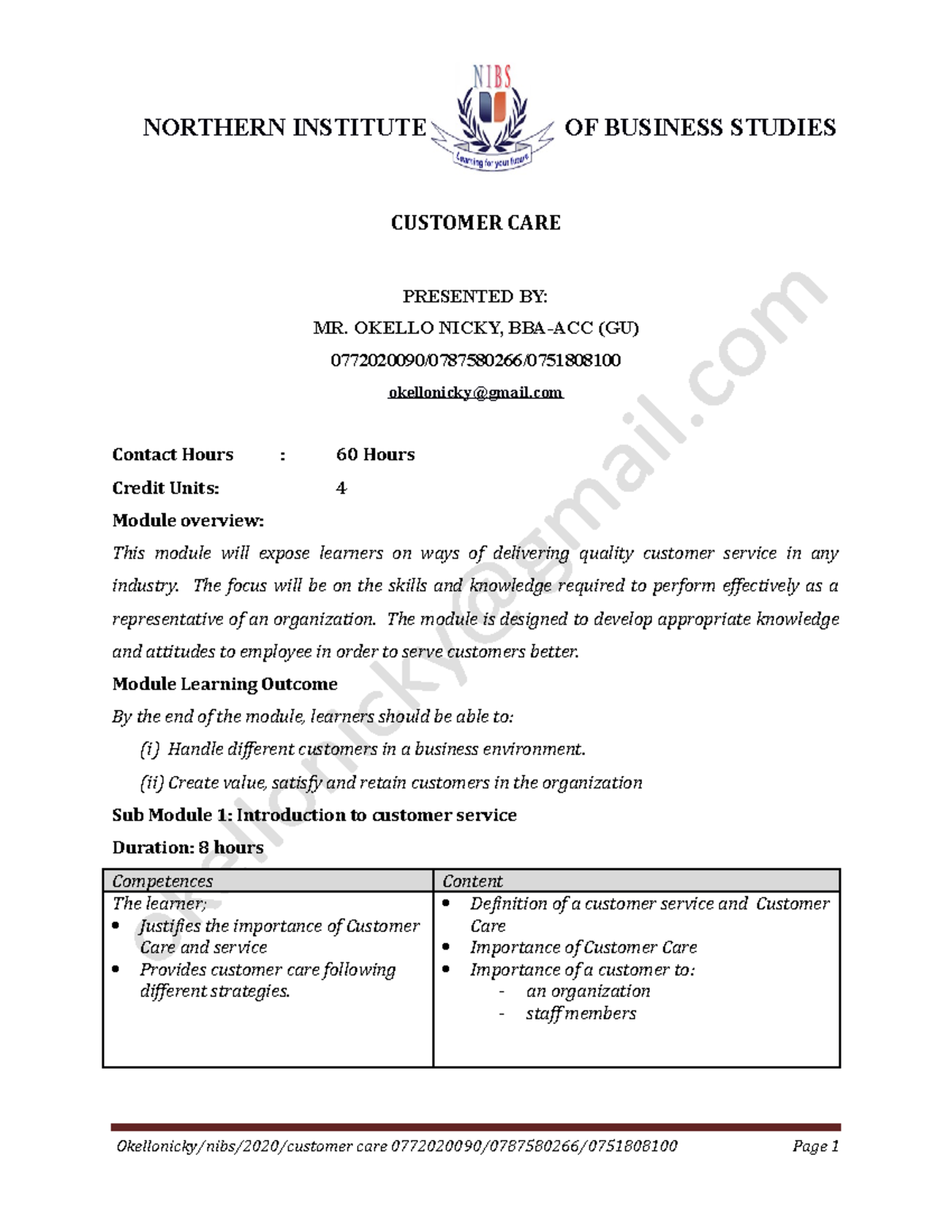 BBA-ACC Customer Care Module Summary Notes for Effective Service - Studocu
