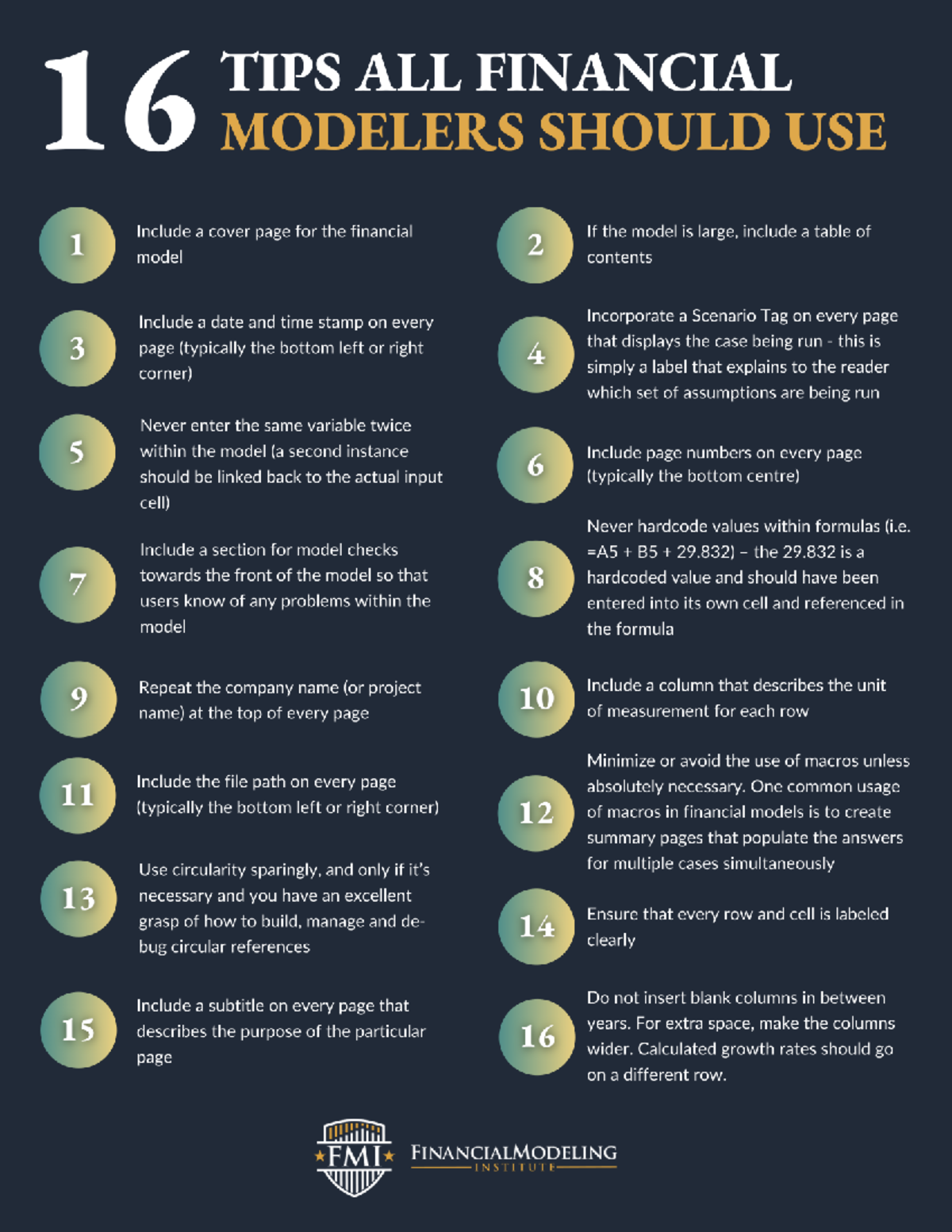 16 Tips for Financial Modelers - FMI Guide - Studocu