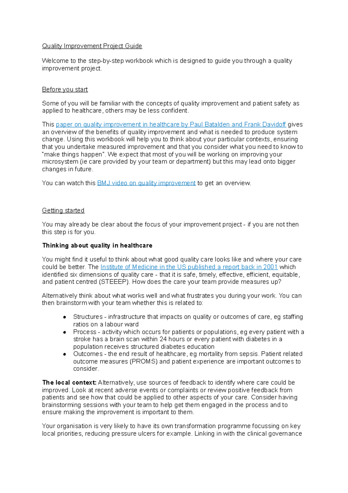 QIP Guide: Your Step-by-Step Workbook for Quality Improvement Projects ...