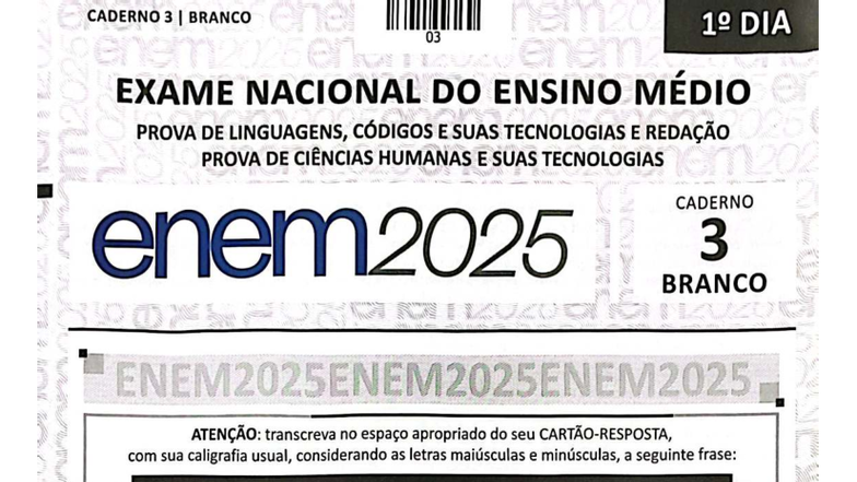 CADERNO 3 BRANCO - PROVA DE LINGUAGENS E CIÊNCIAS HUMANAS - ENEM 2025 ...