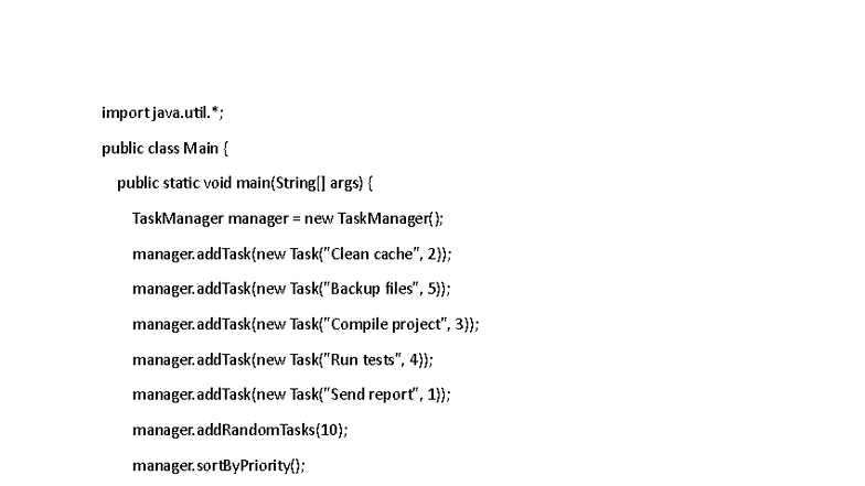 Java Programming (CS101) - Task Management System Code Example - Studocu