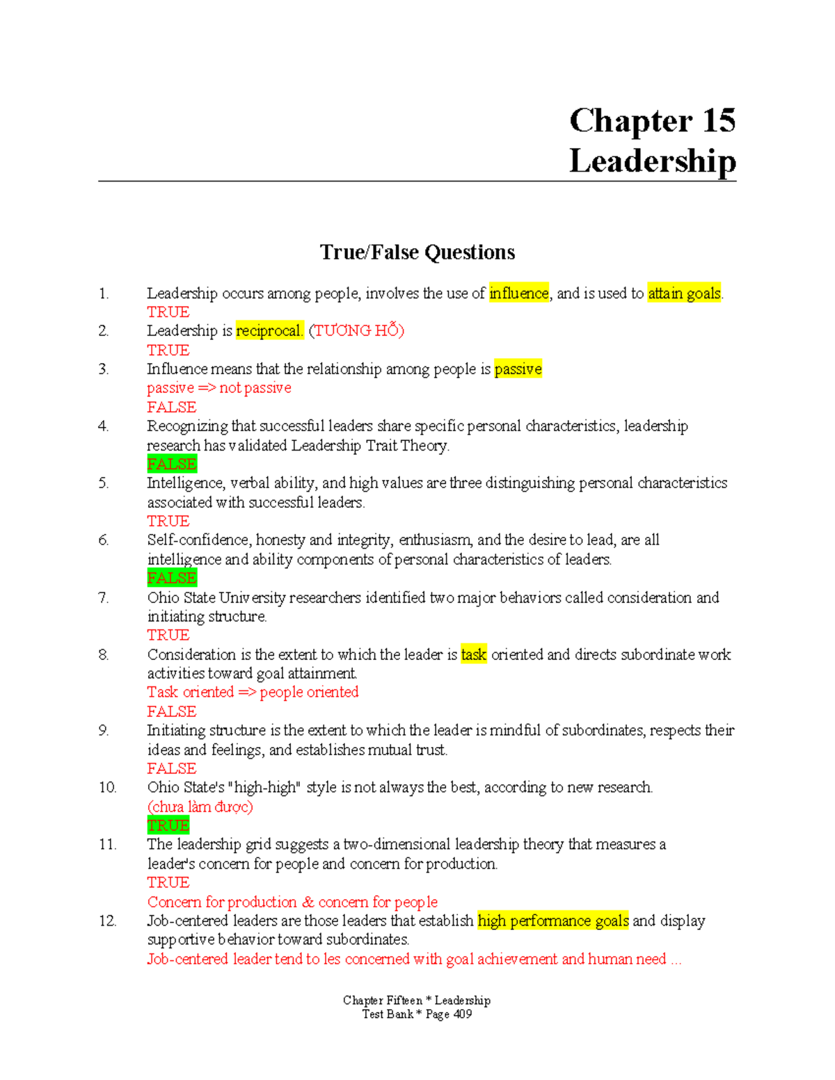 Chapter 15 Leadership Overview - Khong DAP AN - Studocu