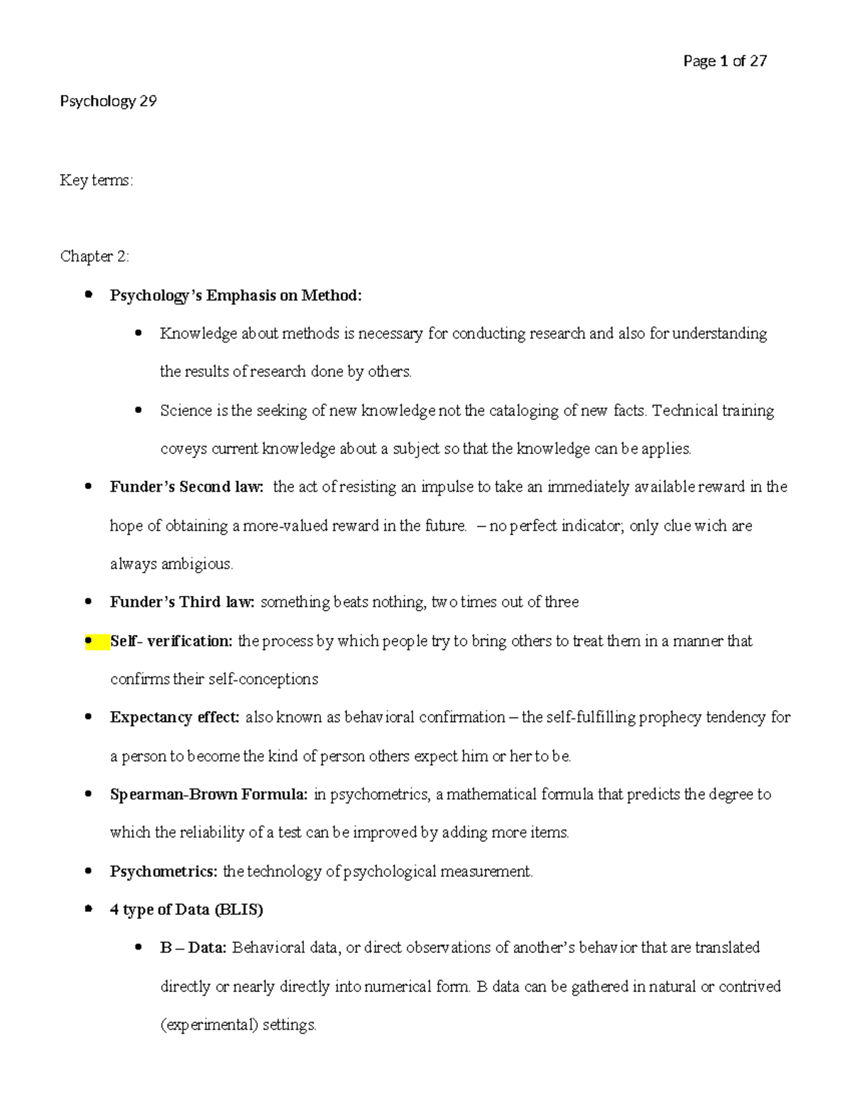 Psychology 29 - Exam 1 Review Sheet for W22: Key Chapters Overview ...
