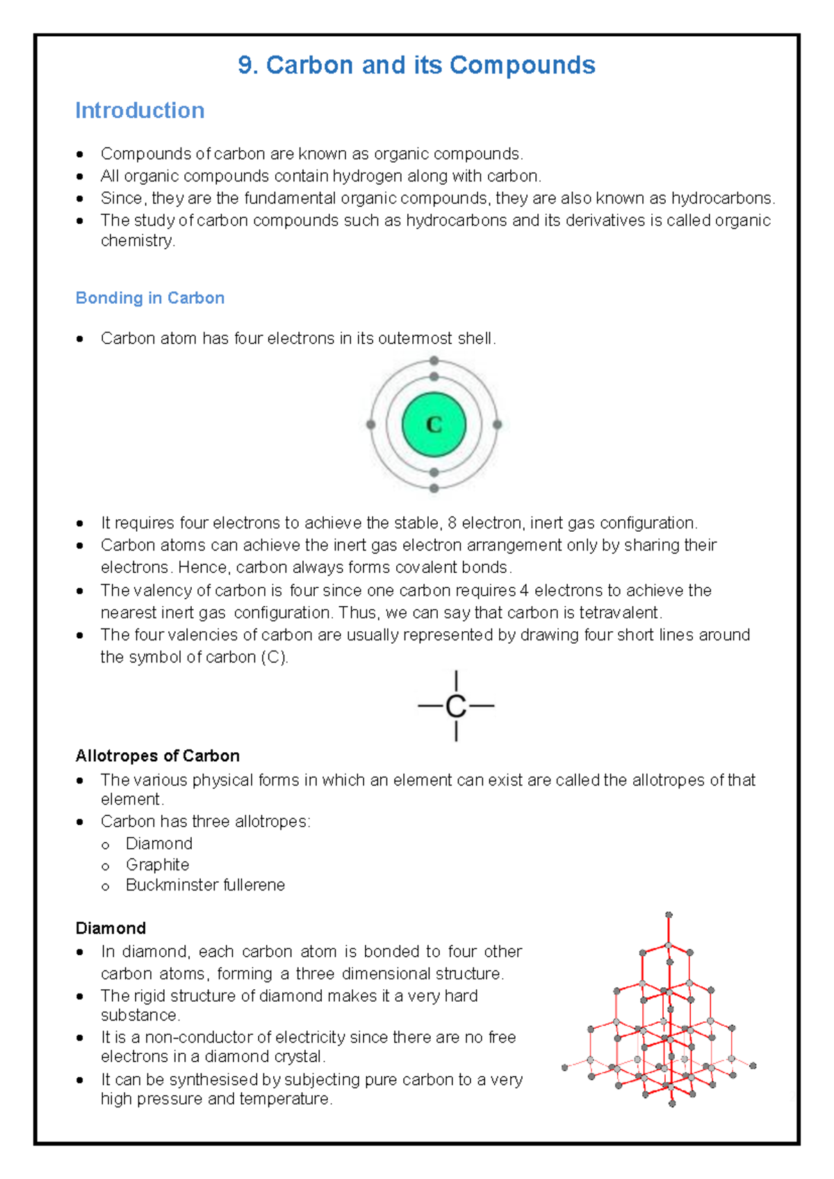 9. Carbon and its Compounds: An Overview of Organic Chemistry - Studocu