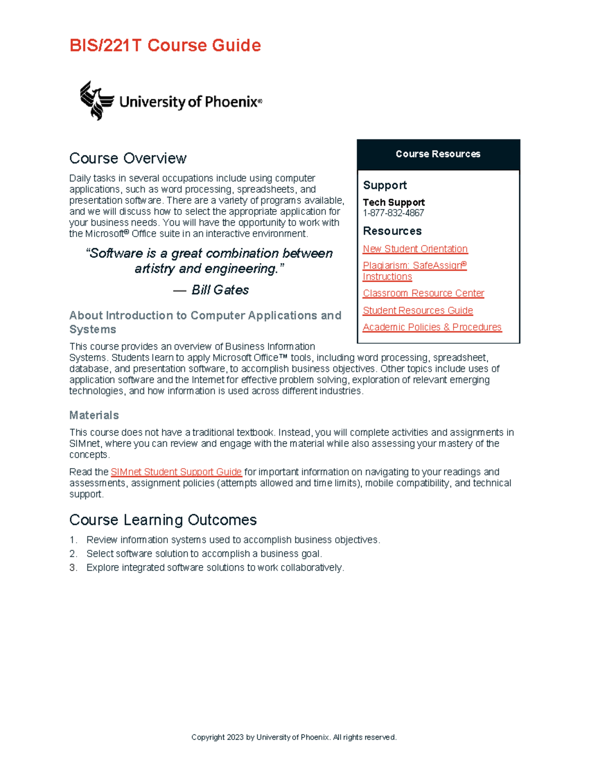 Bis221T v3 Course Guide: Overview of Computer Applications & Systems ...