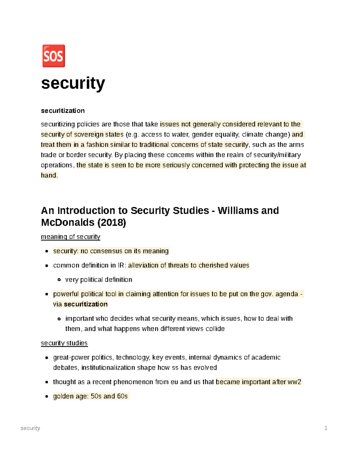 Security Studies Summarized: Key Readings and Concepts for IR - Studeersnel