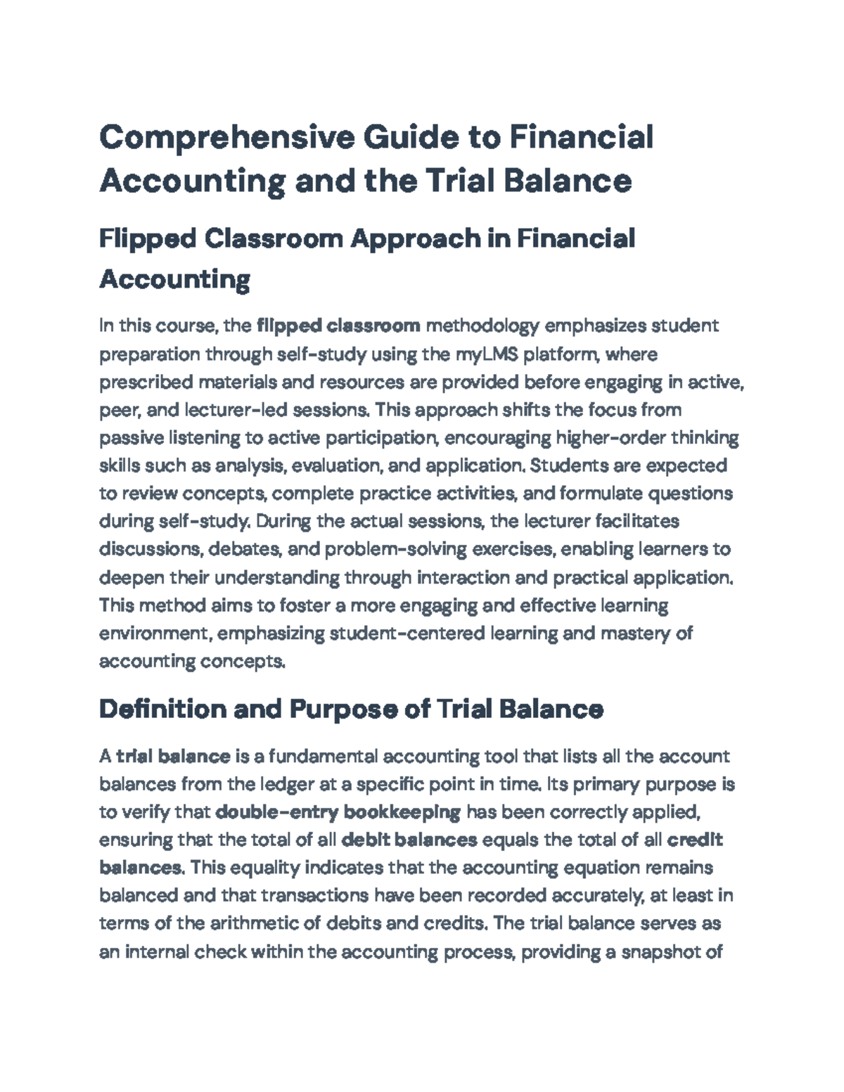 Comprehensive Guide to Trial Balance: Flipped Classroom Approach in ...