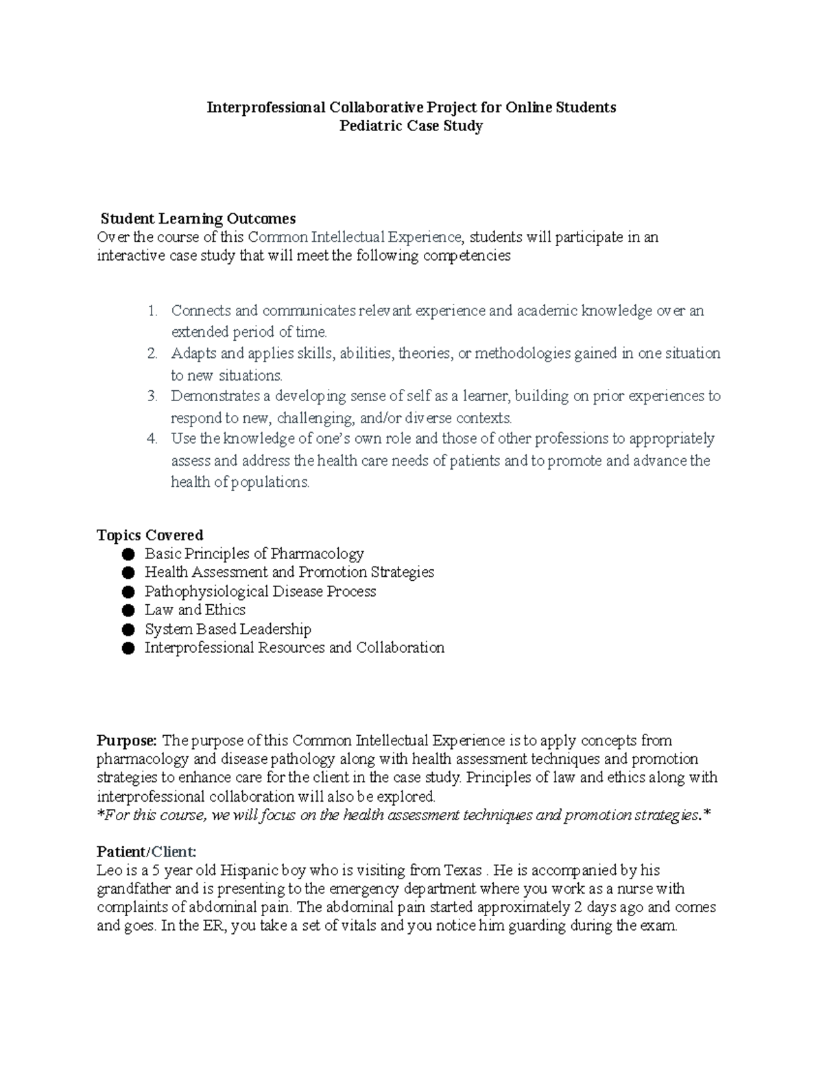 Pediatric Case Study Reflection: Health Assessment-1 - Studocu