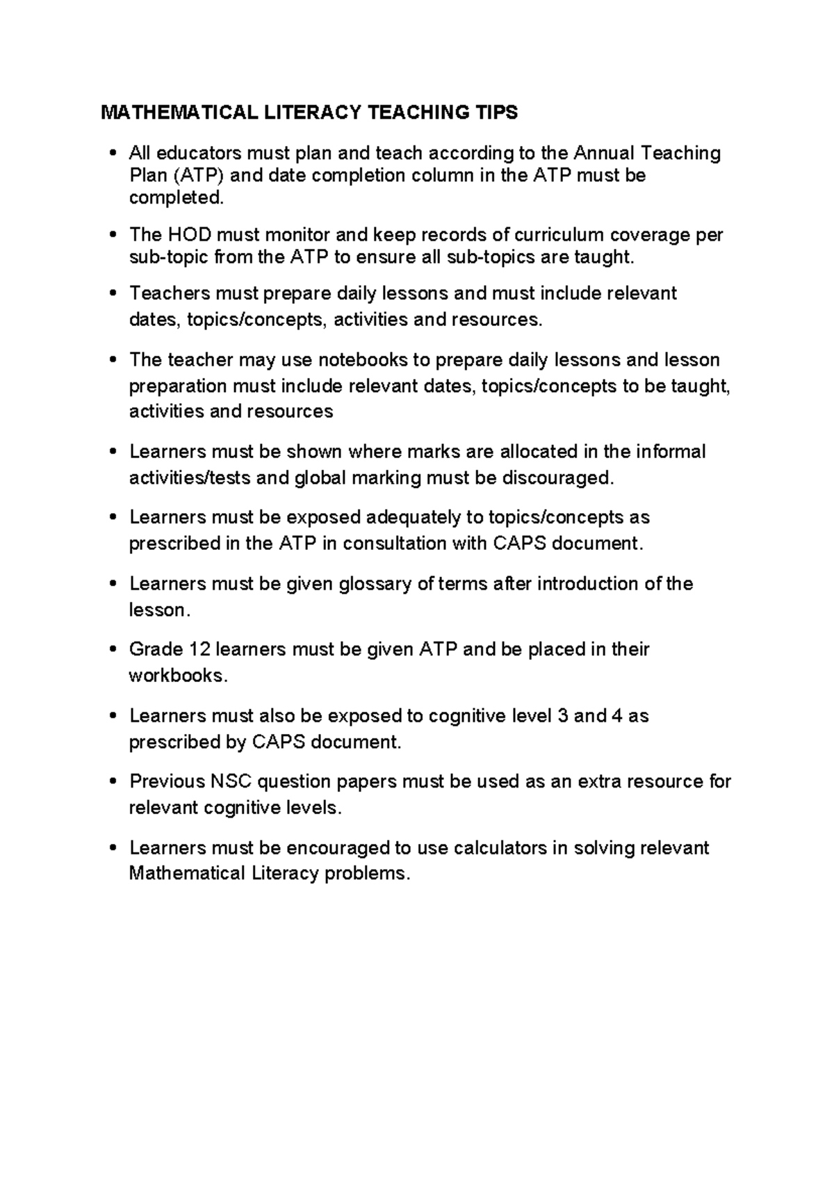 Mathematical Literacy Teaching Tips - Essential Guidance for Educators ...