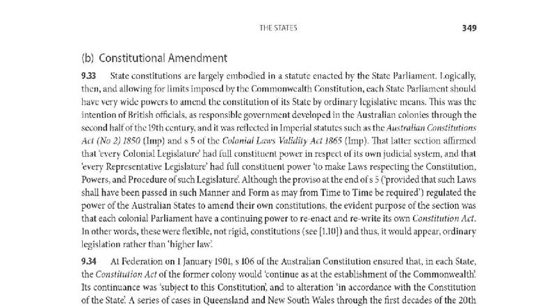 Constitutional Amendments and Legislative Powers in Australia (LAW 349 ...