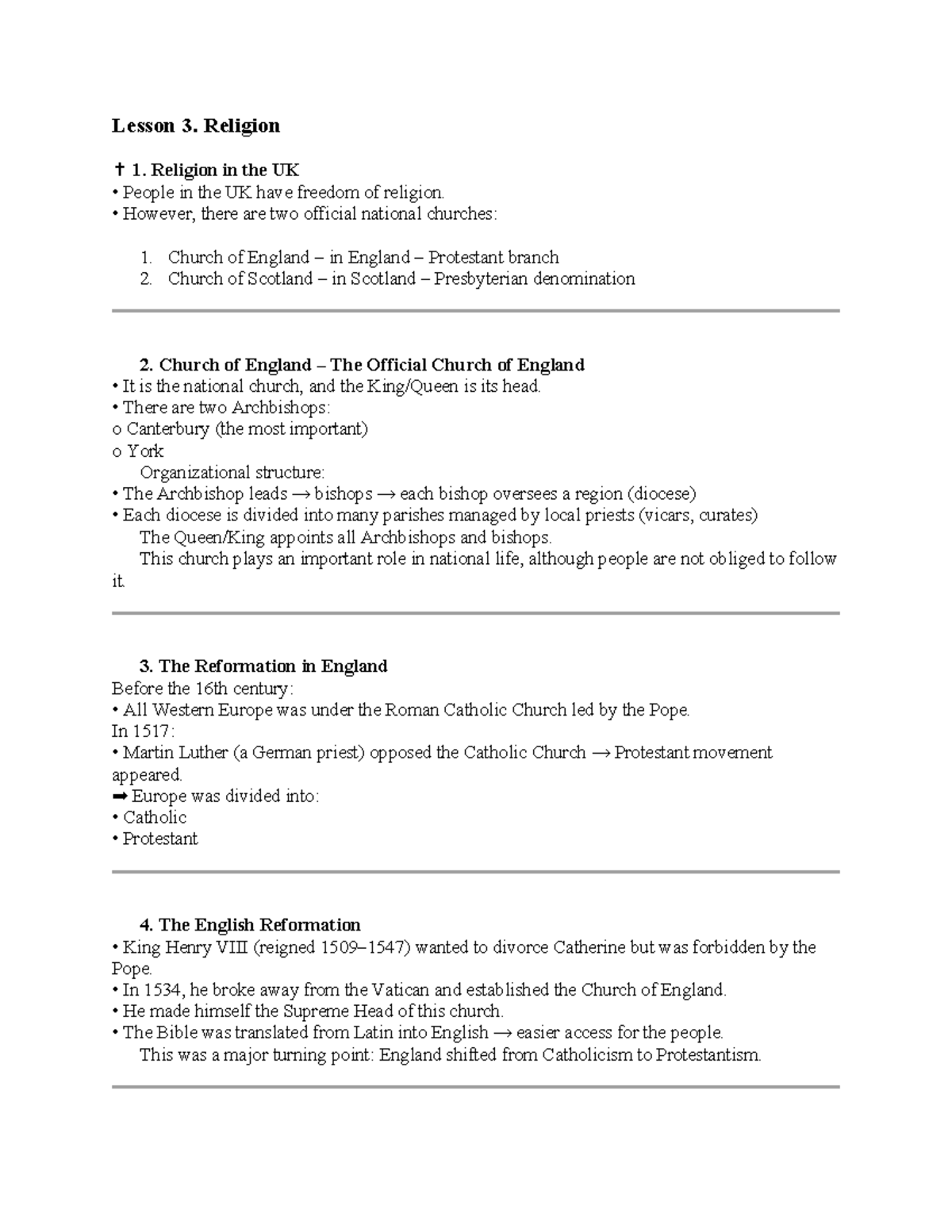 Lesson 3: Religion in the UK - Churches and Their Historical Context ...